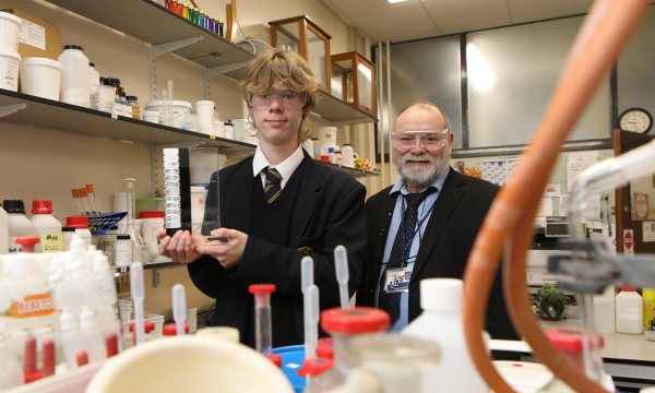 Synthite science prize winner Oliver Lloyd, Elfed High School, Buckley, with the school's learning director science technology and ICT, Robert Head